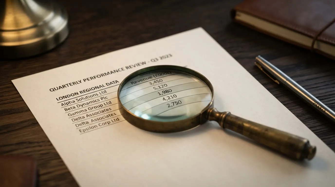 A magnifying glass rests over a printed regulatory certificate on a wooden desk.