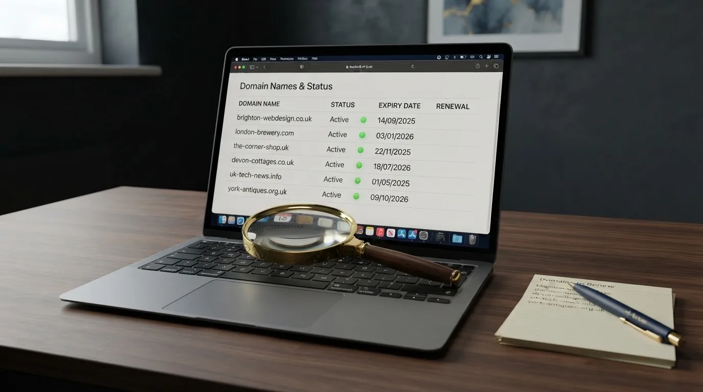 A magnifying glass rests over a printed regulatory certificate on a wooden desk.